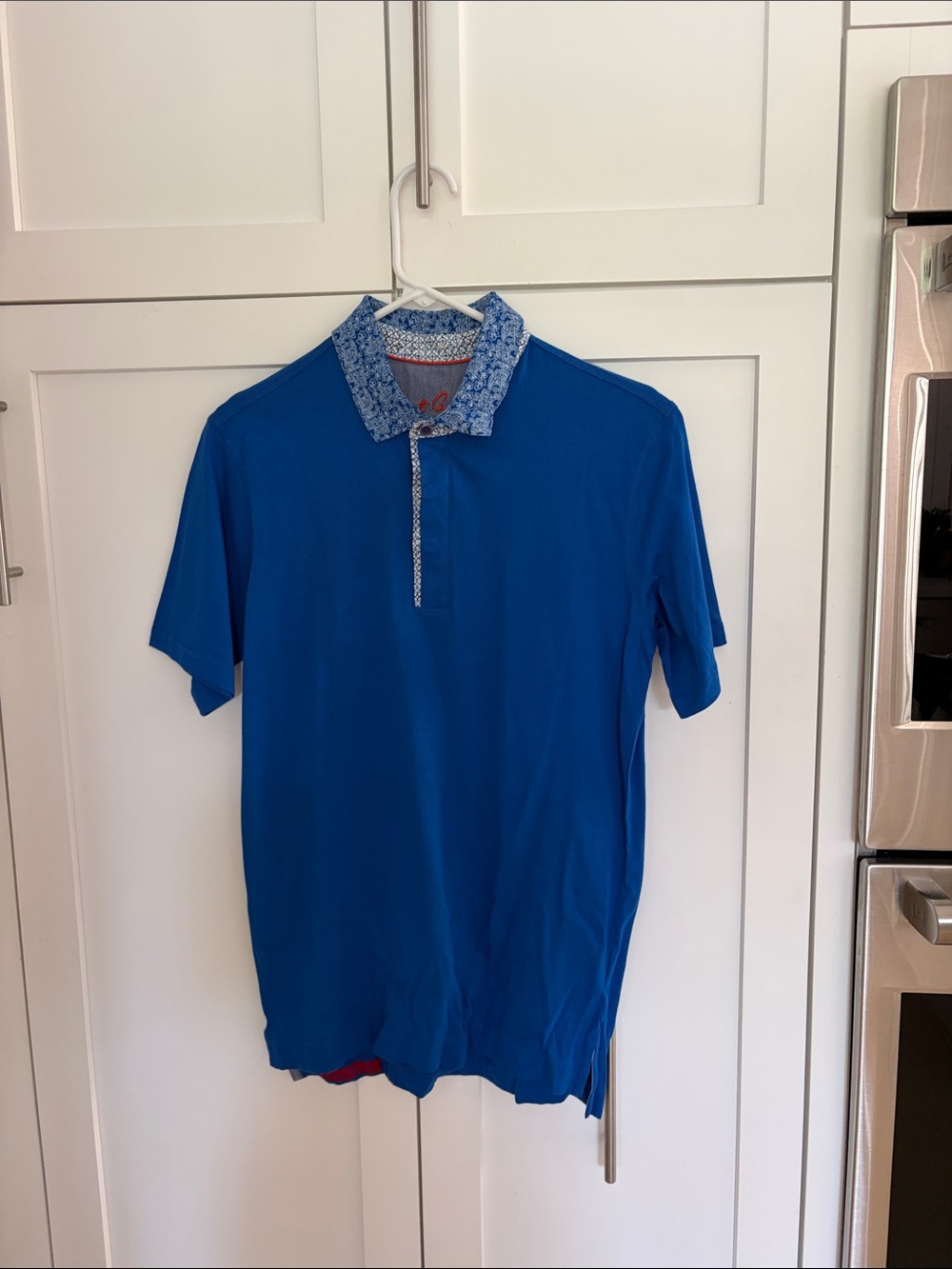 Robert Graham Bold Blue Polo with Patterned Collar